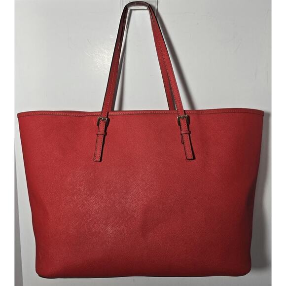 Michael Kors Jet Set Travel Tote Saffiano Leather Tote Red-Orange LG MSRP $278 - Picture 5 of 14